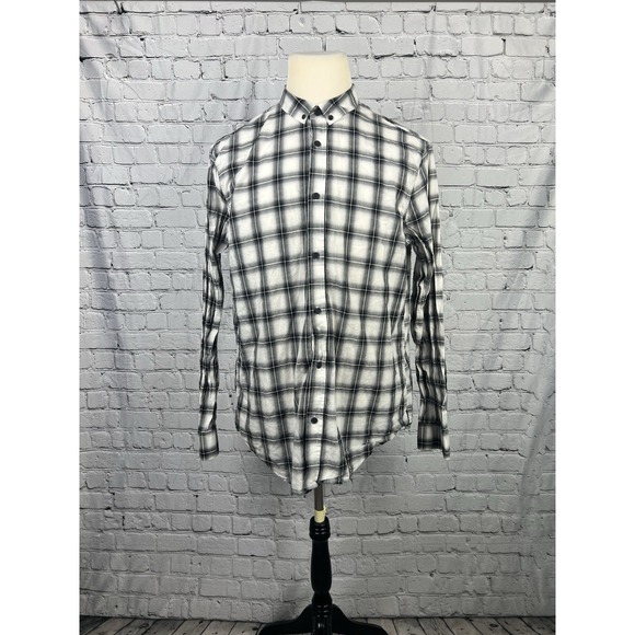 Armani Exchange Men's XL Regular Fit Long Sleeve Button Down Shirt Black,White - Picture 1 of 9
